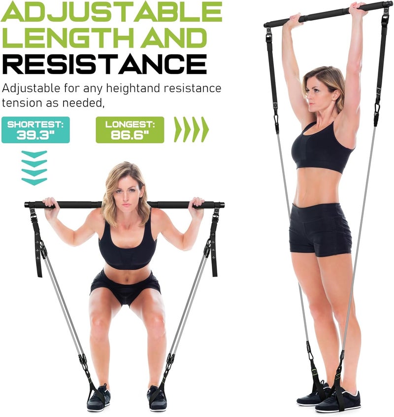 RENRANRING Pilates Bar Kit with Resistance Bands, Multifunctional Pilates Bar for Women & Men with Heavy-Duty Metal Adjustment Buckle, Pilates Home Equipment for Full BodyWorkouts - Image 5